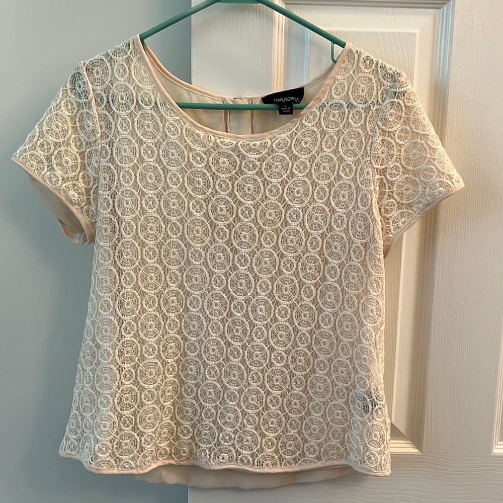 Boho cream lace blouse